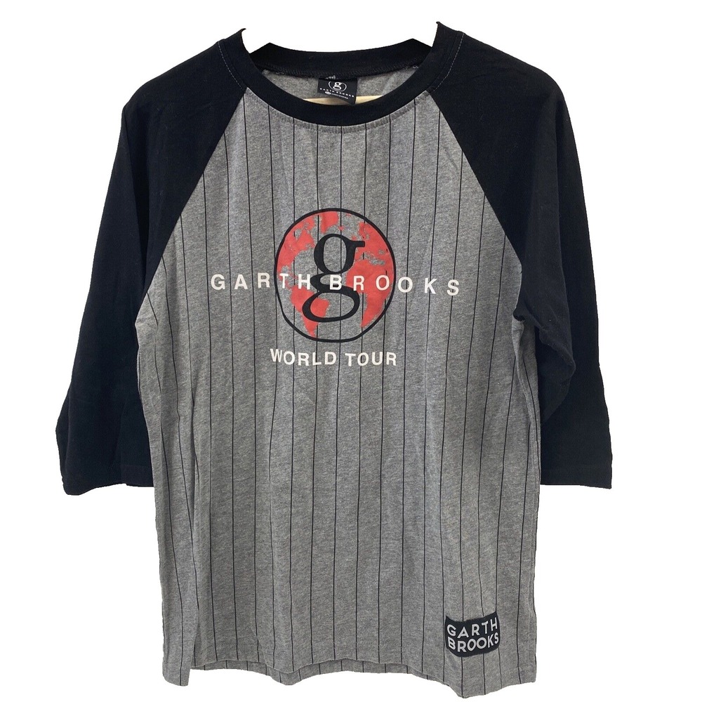 Garth Brooks World Tour M T-shirt Baseball Raglan Sleeves striped country music